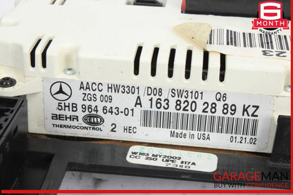 02-05 Mercedes W163 ML320 Center Console AC Climate Control Switch w/ Trim OEM