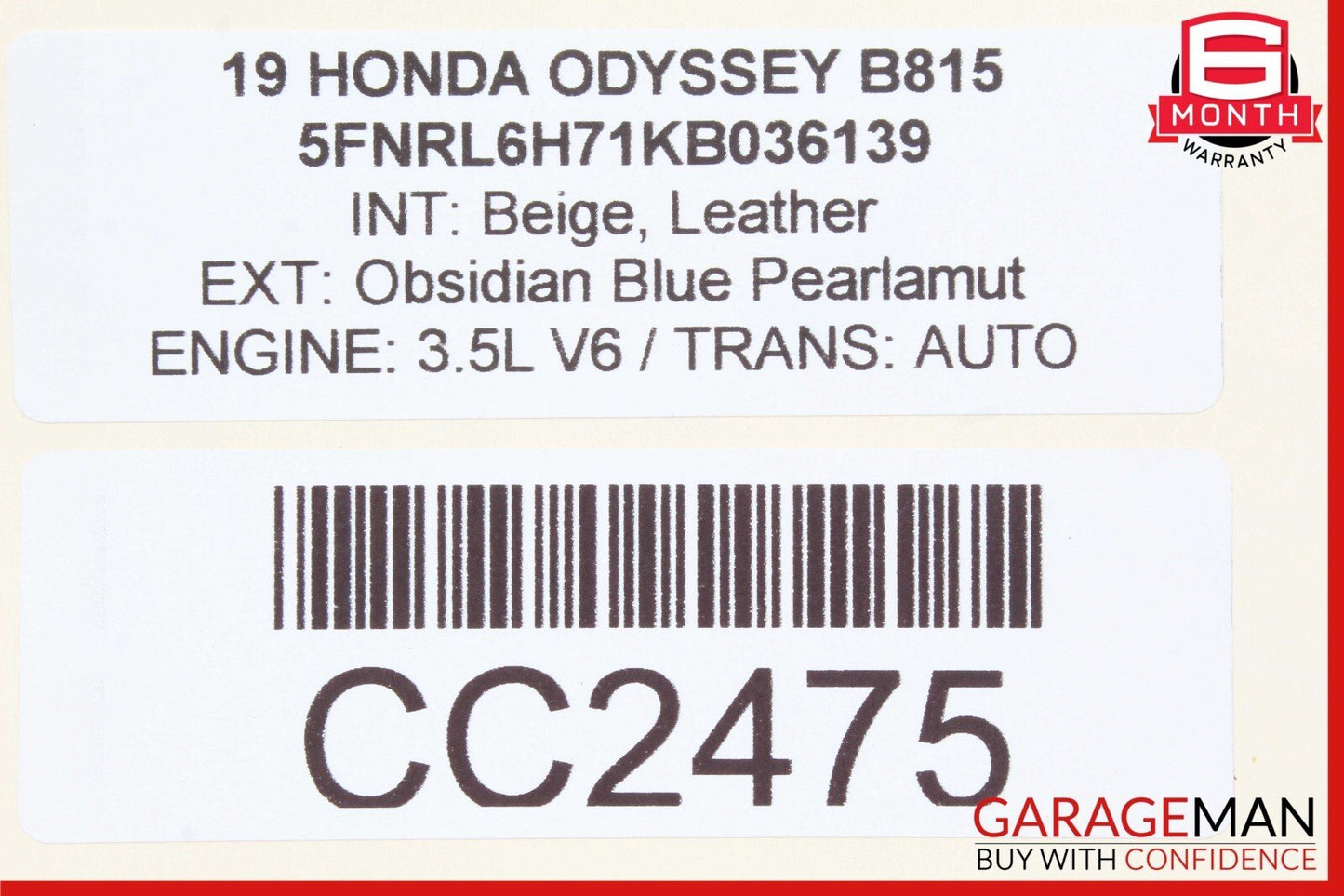 18-23 Honda Odyssey Trunk Sliding Sunroof Sun Roof Frame Track Assembly OEM