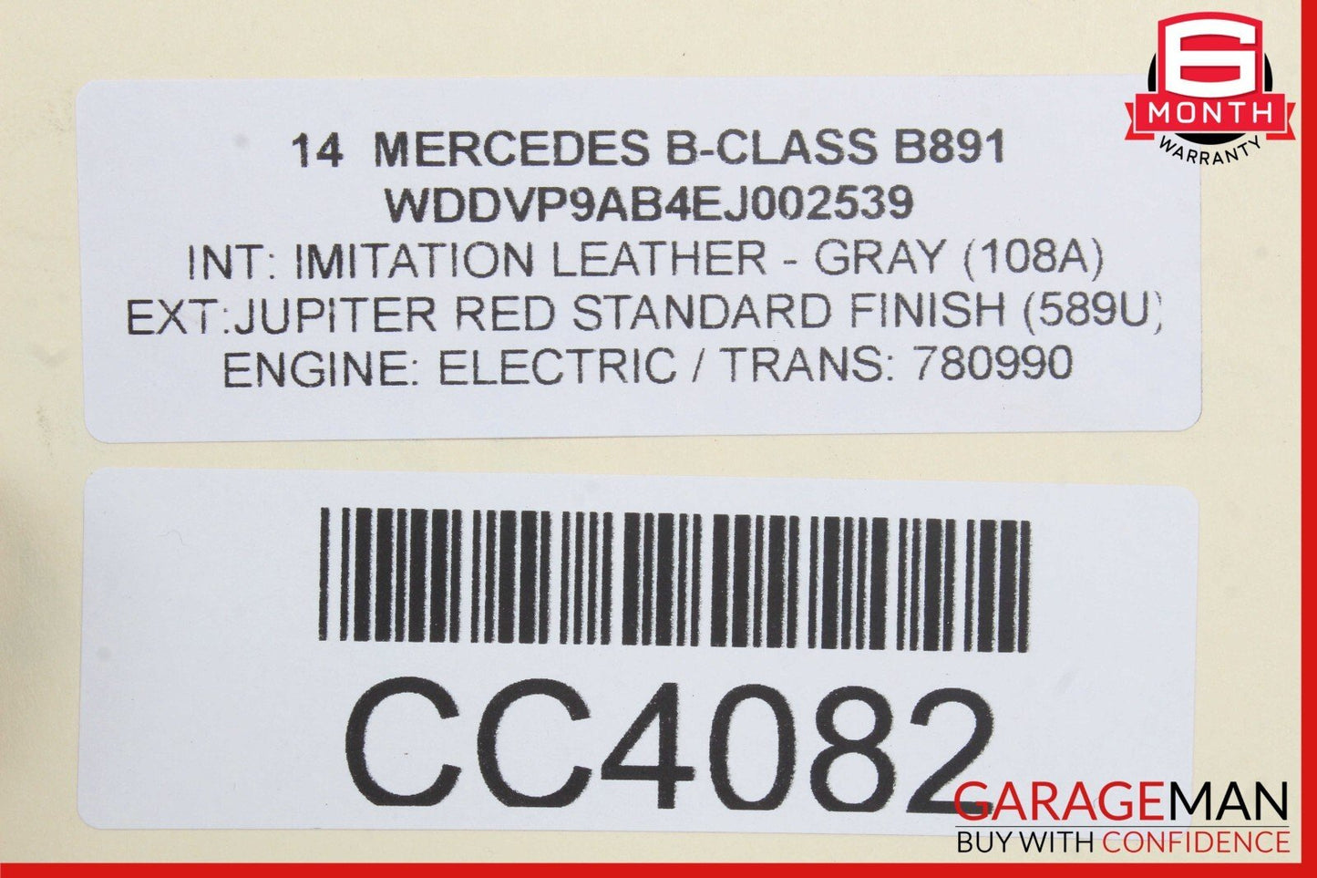 12-19 Mercedes W242 W246 B-Class Rear Right Passenger Side Door Shell Red OEM
