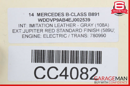 12-19 Mercedes W242 W246 B-Class Rear Right Passenger Side Door Shell Red OEM