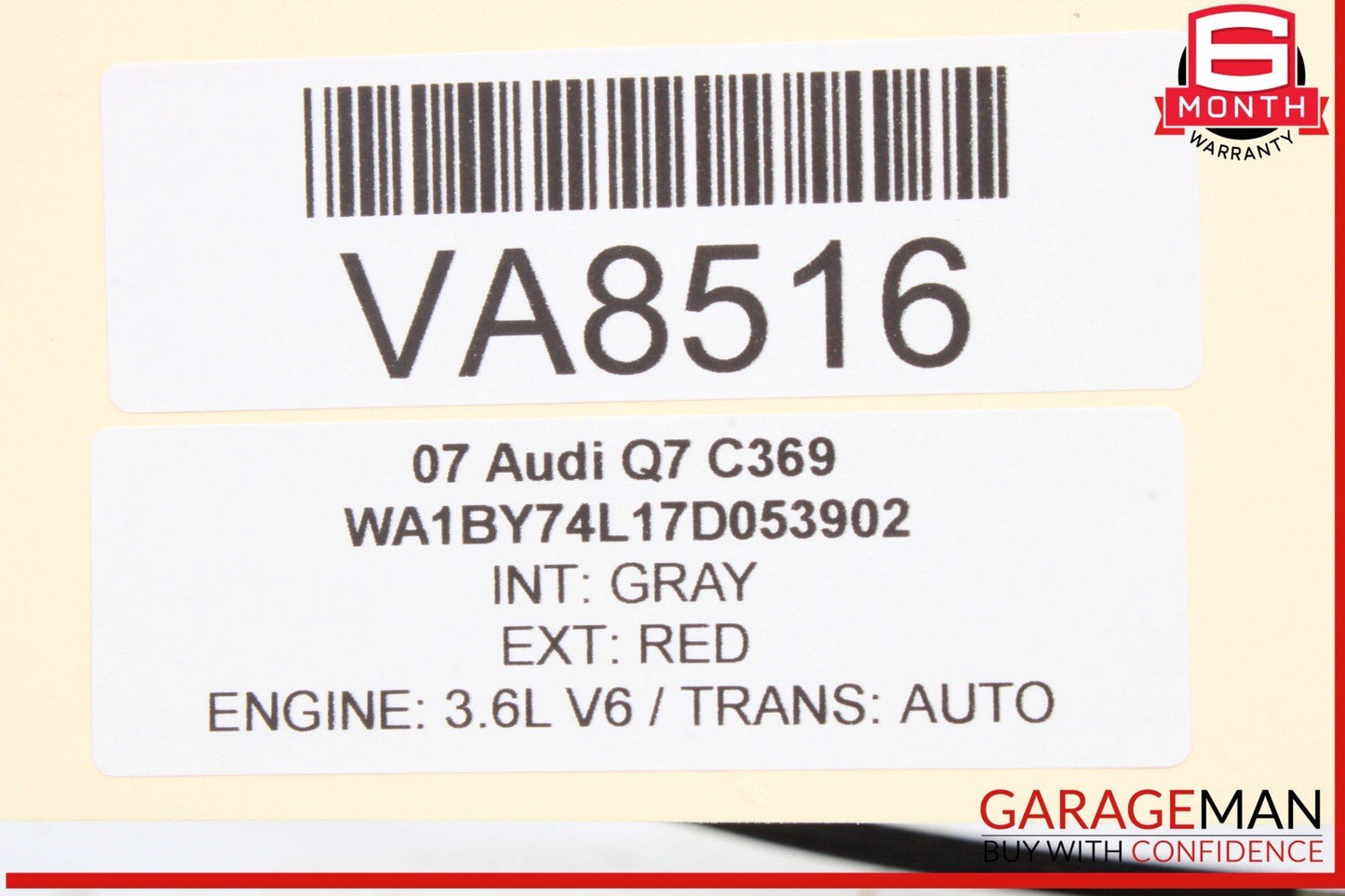 07-15 Audi Q7 Rear Right Passenger Side Window Regulator 4L0839462A OEM