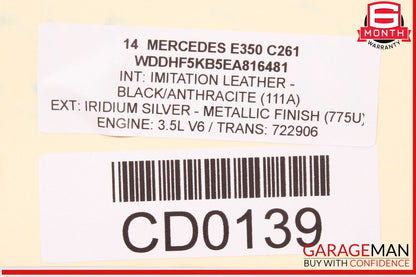 10-16 Mercedes W212 E350 E400 E550 Sunroof Sun Roof Glass Frame Track Assembly