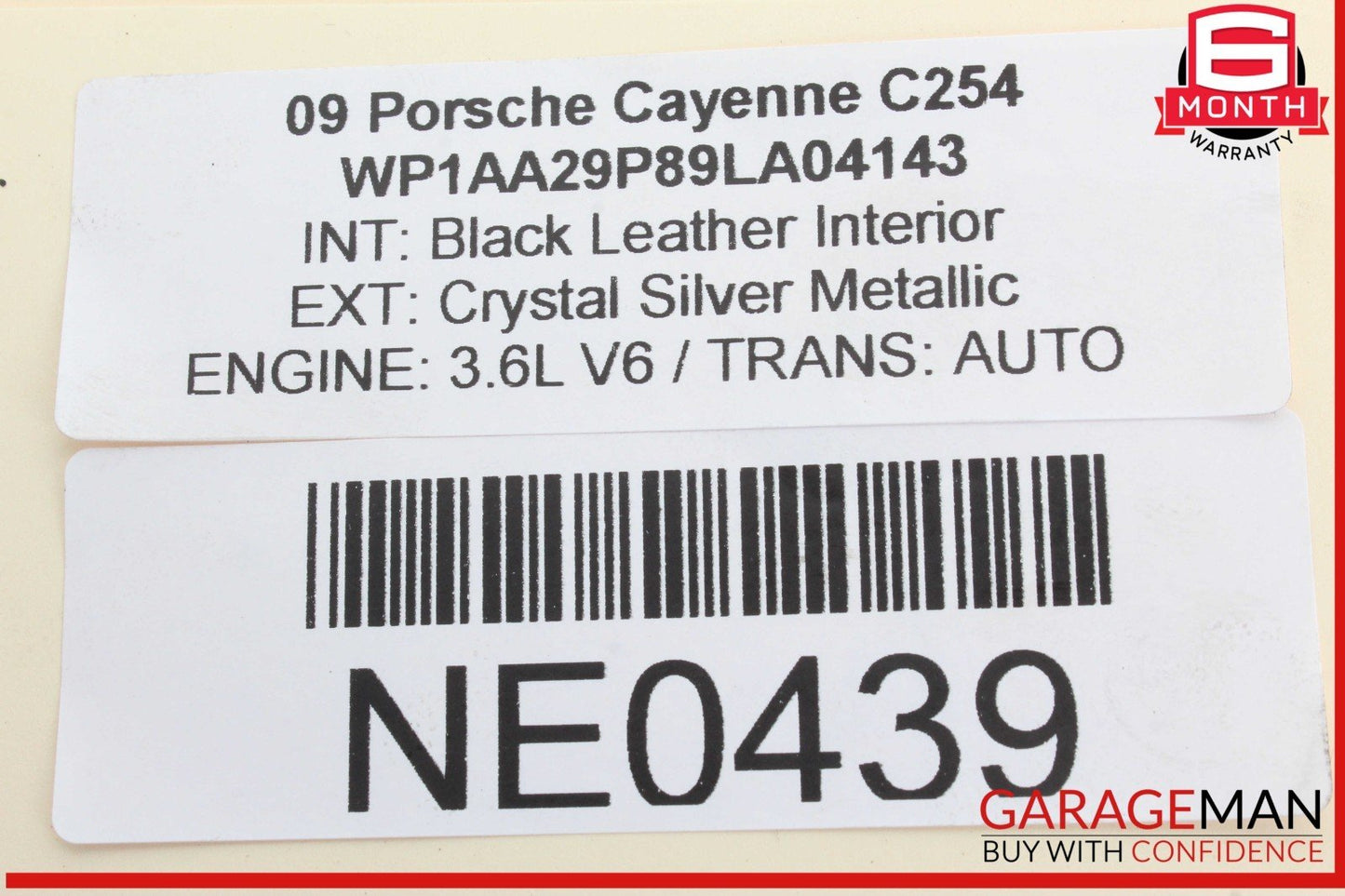 08-10 Porsche Cayenne 957 3.6L V6 Lower Fuel Injector Rail 03H133317B OEM