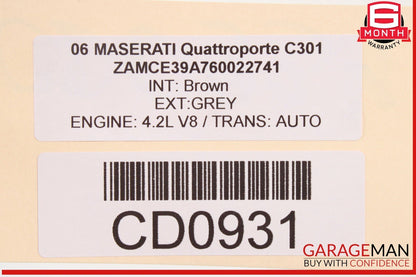 03-13 Maserati Quattroporte M139 Rear Left Side Interior Door Panel OEM