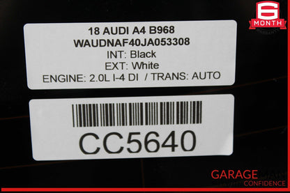 17-19 Audi A4 S4 Sedan Rear Windshield Window Glass OEM