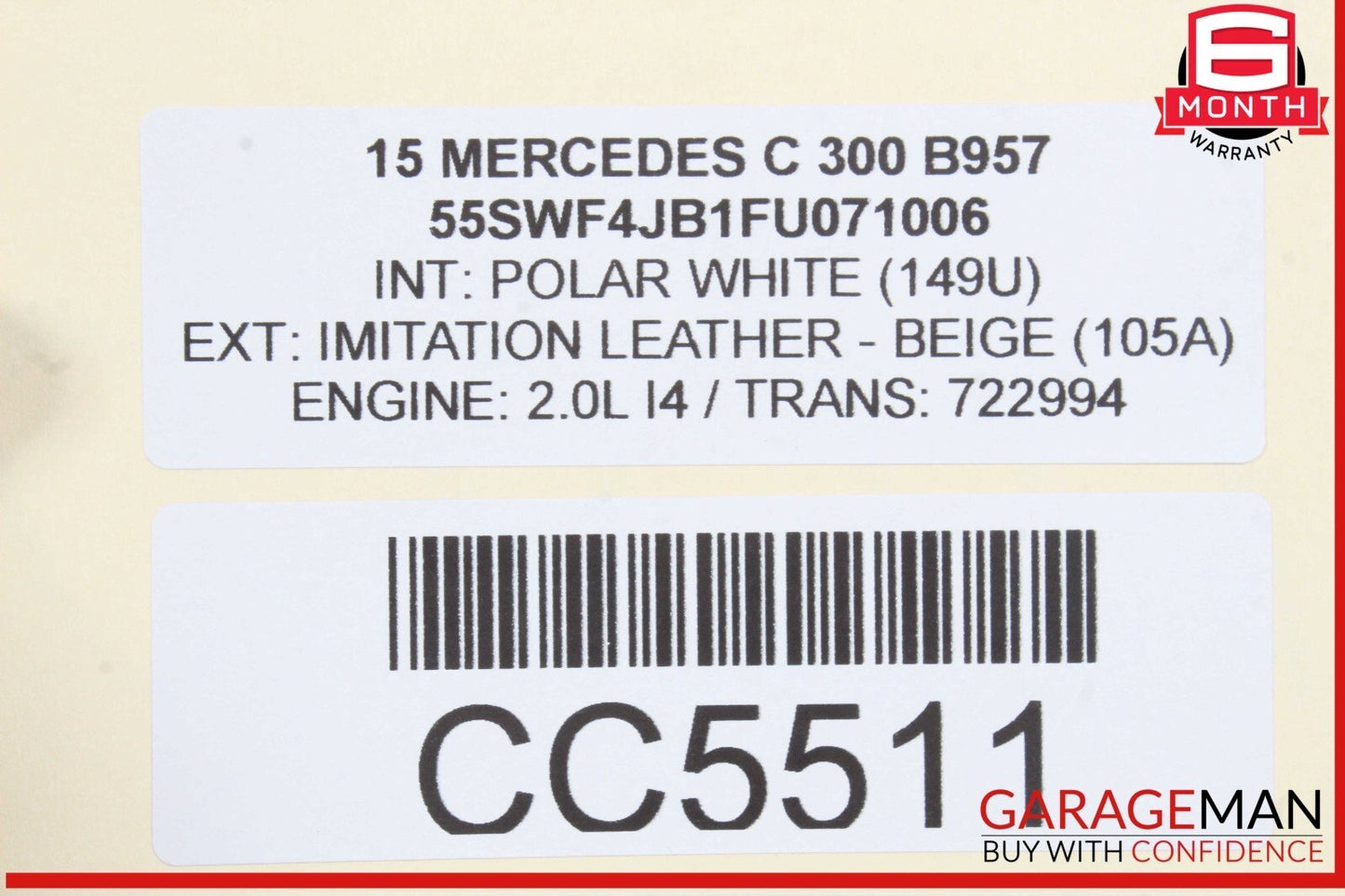 15-20 Mercedes W205 C300 Front Left or Right Side Top Upper Seat Cushion Cover