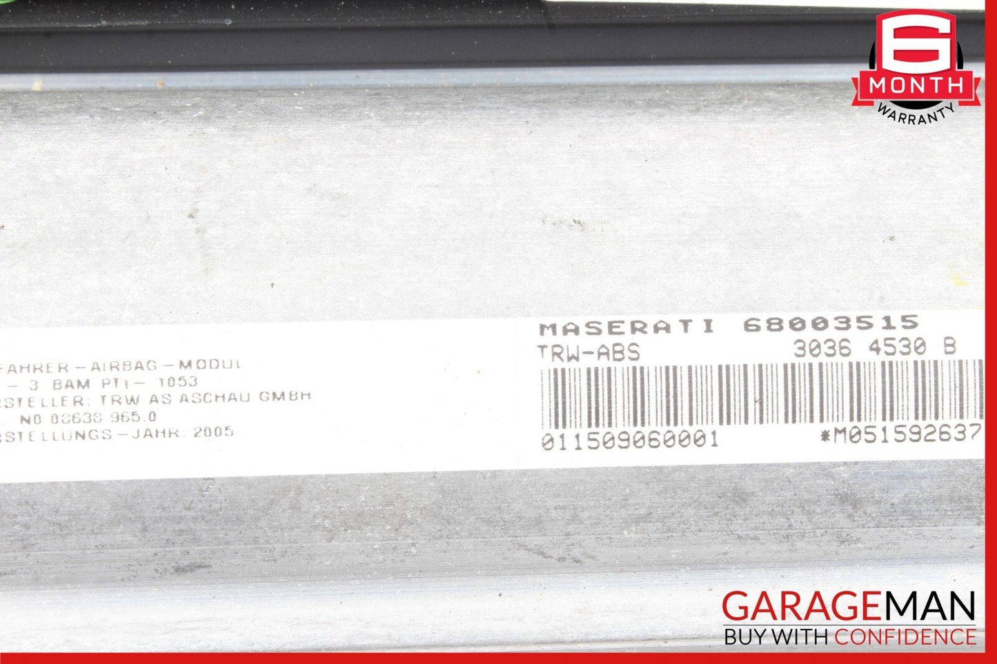 03-08 Maserati Quattroporte M139 Right Side Dashboard Panel Airbag w/ Cover OEM