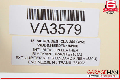 14-19 Mercedes W117 CLA250 Rear Left Exterior Door Handle Keyless Go Red OEM