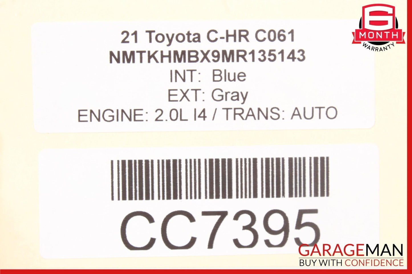 18-22 Toyota C-HR Rear Left Driver Side Interior Door Panel Trim Card OEM