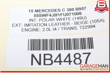 15-18 Mercedes W205 C300 GLC300 Steering Wheel w/ Paddle Shifters Assy OEM