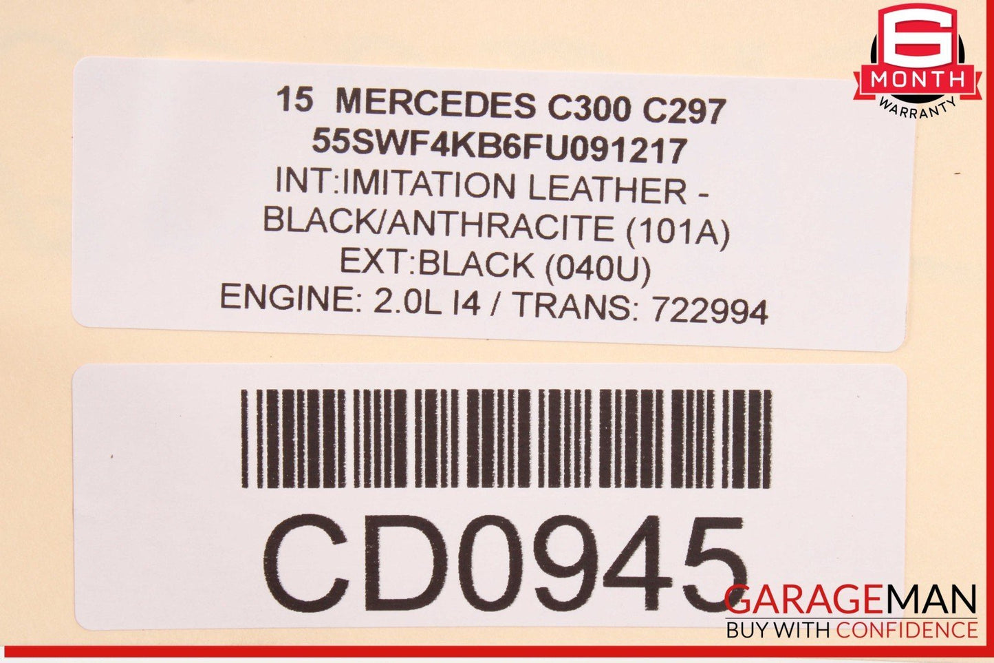 15-18 Mercedes W205 C300 C400 Front Right Side Lower Bottom Seat Cushion OEM