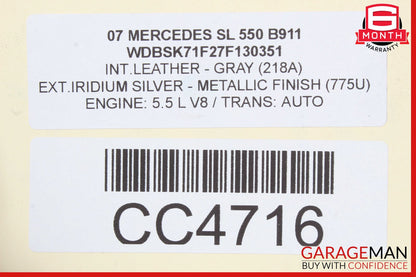03-08 Mercedes R230 SL550 Front Reinforcement Bar Upper Radiator Support OEM