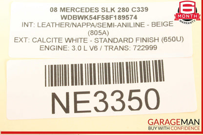 05-08 Mercedes R171 SLK280 SLK350 Door Lock Dash Hazard Light Control Panel OEM