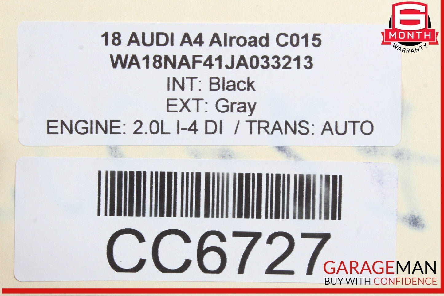 17-24 Audi A4 S4 Sedan Door Shell Rear Left Driver Side Gray OEM