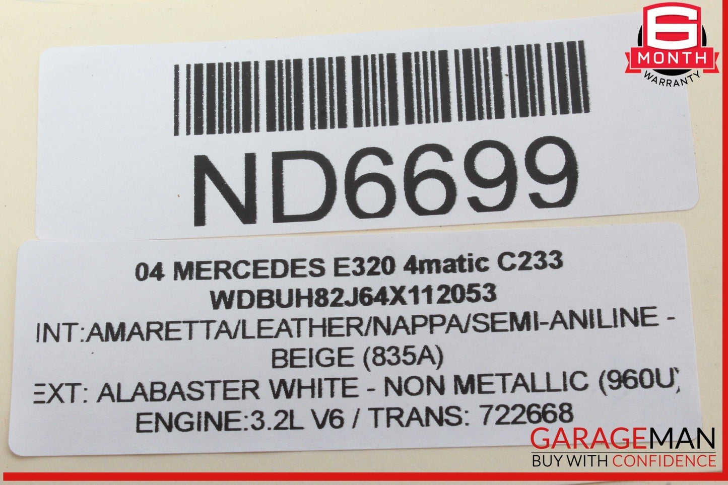 03-06 Mercedes W211 E320 4MATIC Rear Right Passenger Side Inner Tail Light Lamp