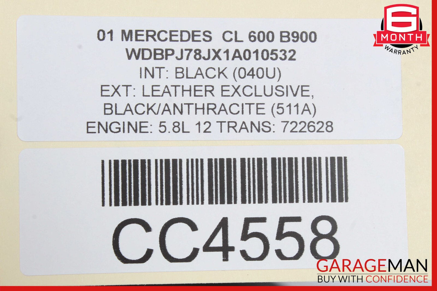 01-06 Mercedes W215 CL600 Front Left Driver Side Top Upper Seat Cushion OEM