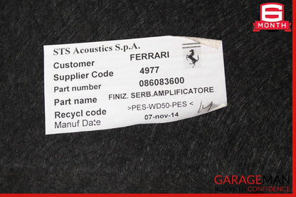15-18 Ferrari California Rear Carpet Liner Panel Cover 086083600 OEM
