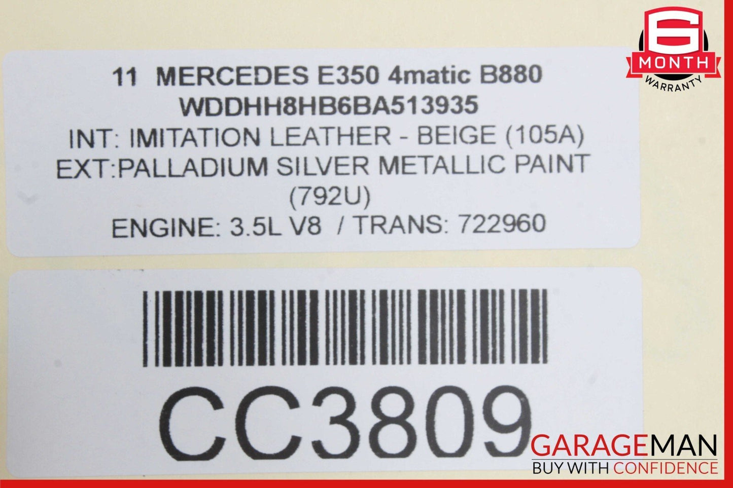 10-13 Mercedes W212 E350 Front Right Passenger Side Top Upper Seat Cushion OEM