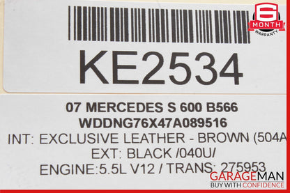 07-14 Mercedes W221 S600 CL550 Rear Hydraulic Valve Block Suspension Pump OEM