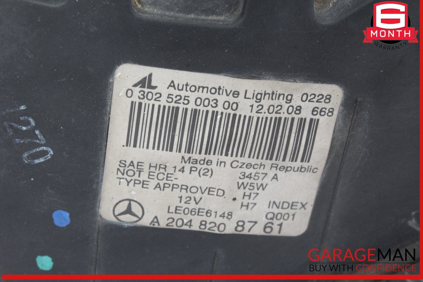 08-11 Mercedes W204 C300 C350 Front Left Side Headlight Head Light Lamp Halogen