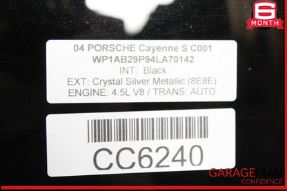 03-06 Porsche Cayenne 955 Trunk Lid Tailgate Hatch Windshield Window Glass OEM