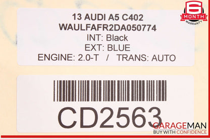 10-17 Audi A5 S5 RS5 Rear Trunk Lid Deck Shell Panel Blue OEM