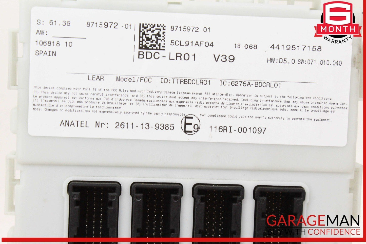 14-18 BMW X5 F15 X6 BCM Body Comfort Control Module Unit 8715972 OEM