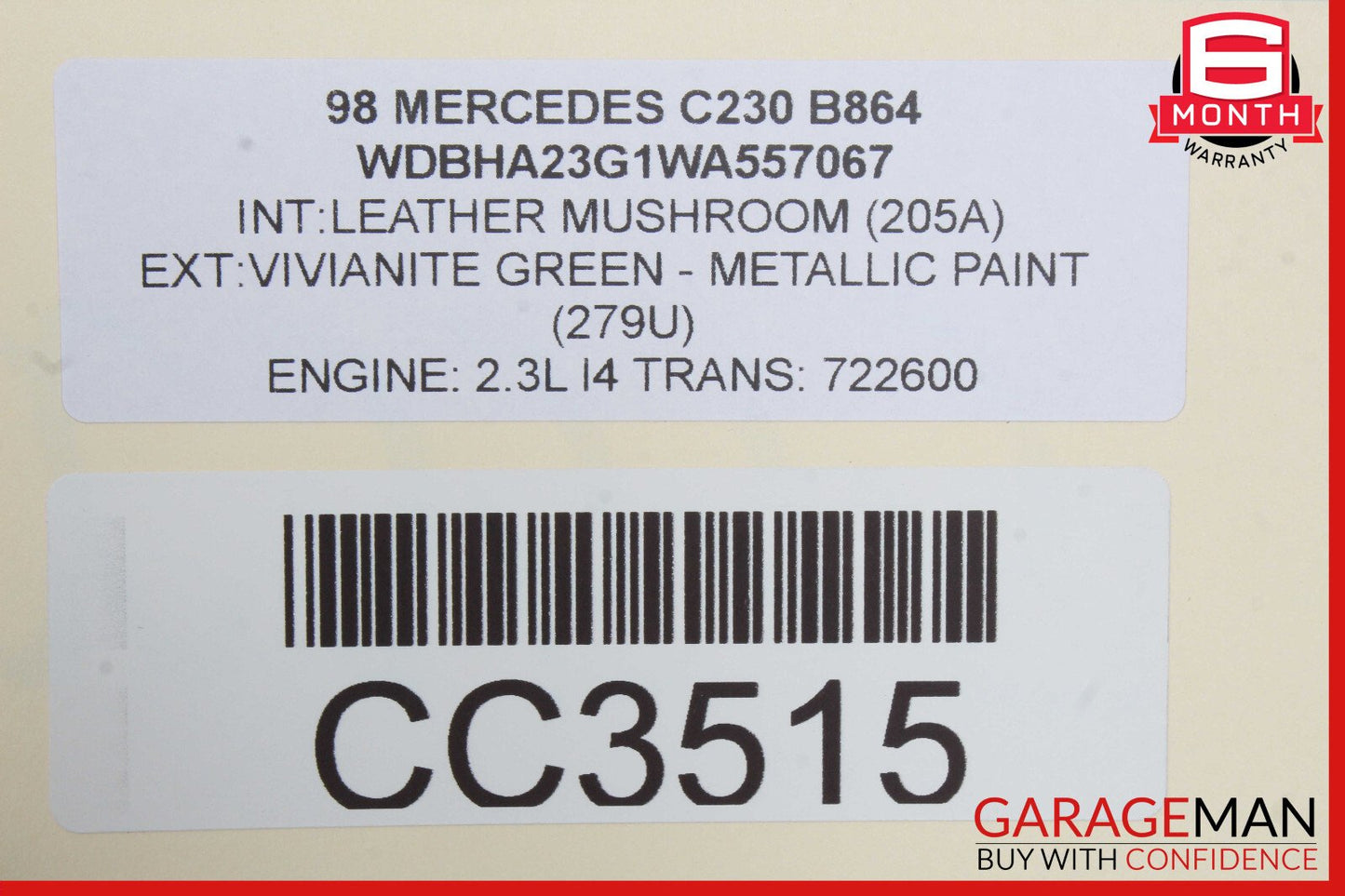 94-00 Mercedes W202 C230 C280 Front Left Top Upper Seat Cushion OEM