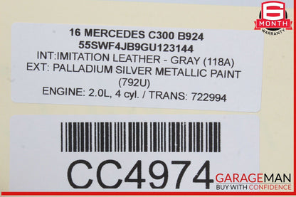15-18 Mercedes W205 C300 C400 Front Right Side Lower Bottom Seat Cushion OEM