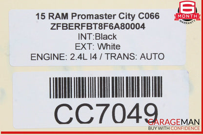 15-22 Ram Promaster City Rear Left Driver Side Door Shell White OEM
