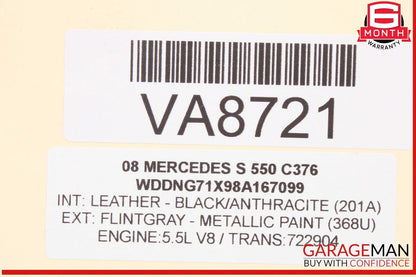 07-13 Mercedes W221 S550 Rear Right Passenger Side Exterior Door Handle Gray OEM