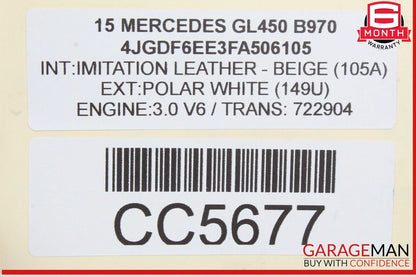12-19 Mercedes X166 GL450 GL550 Panoramic Sunroof Frame Assembly OEM