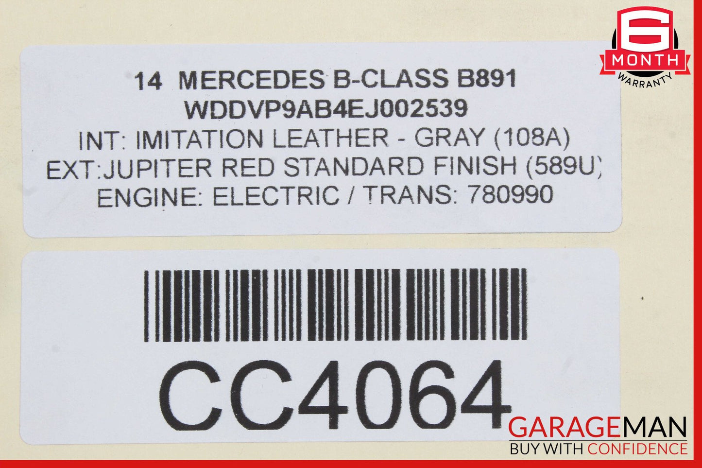 12-19 Mercedes W242 W246 B-Class Rear Left Driver Side Door Shell Red OEM