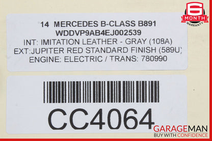 12-19 Mercedes W242 W246 B-Class Rear Left Driver Side Door Shell Red OEM