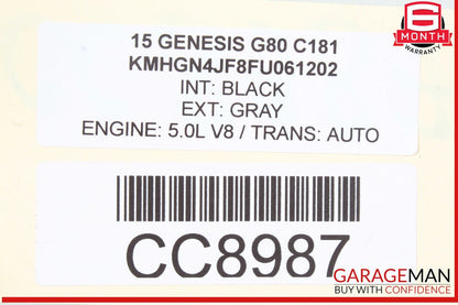 15-20 Hyundai Genesis G80 Rear Right Passenger Side Interior Door Panel OEM