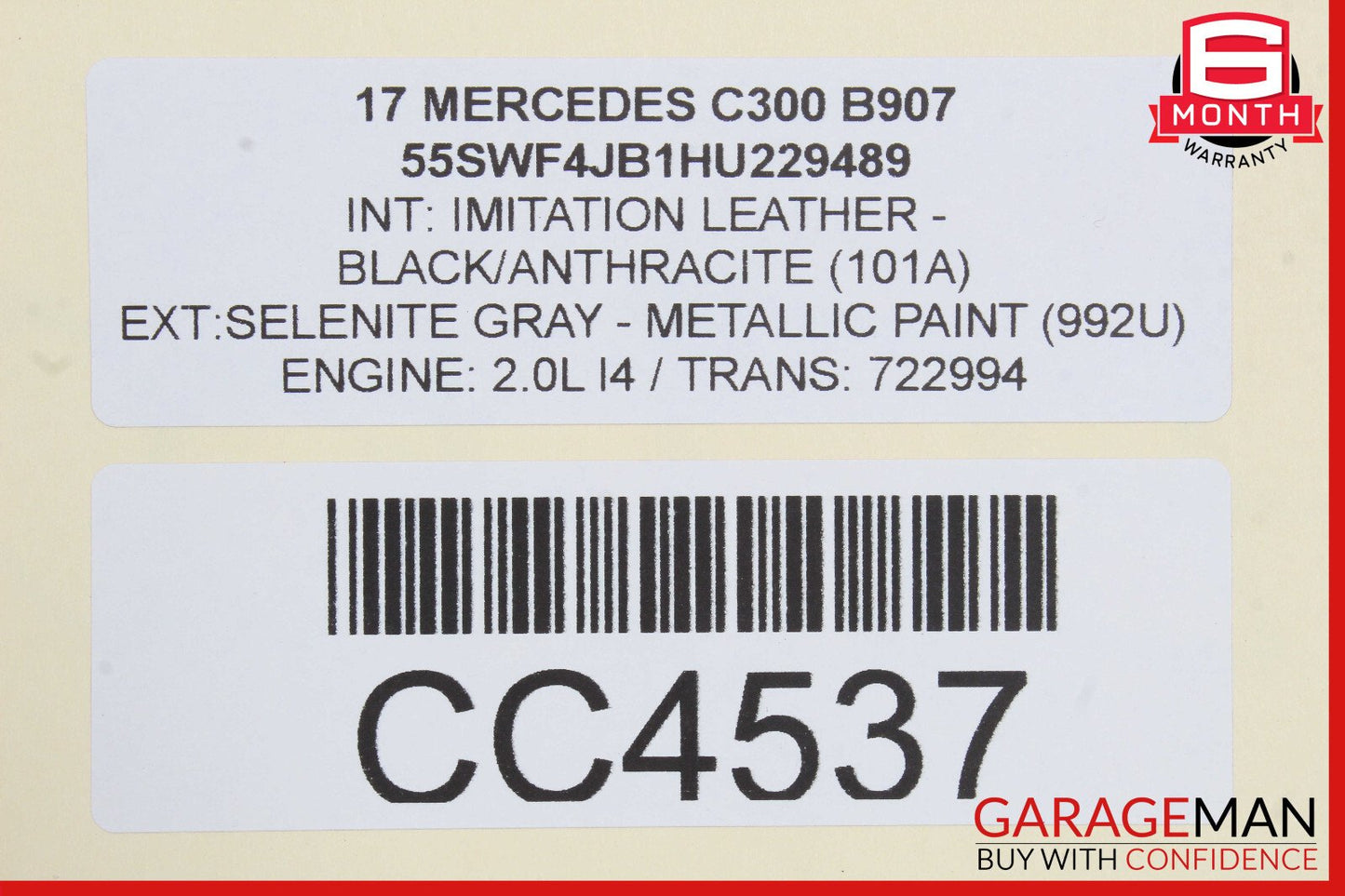 15-18 Mercedes W205 C300 C400 Front Right Side Lower Bottom Seat Cushion OEM