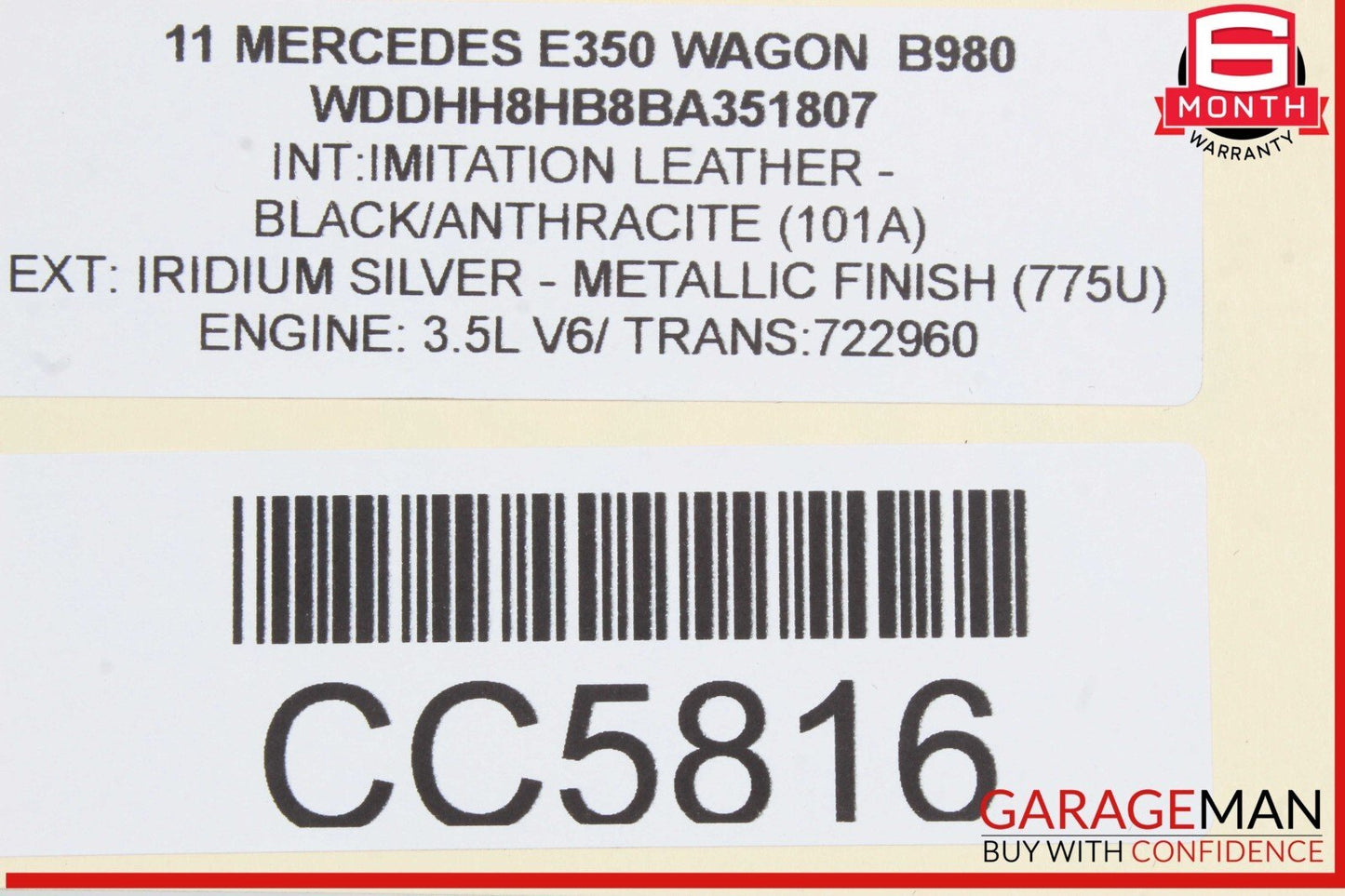 11-13 Mercedes W212 E350 Wagon Rear Left Driver Side Door Shell Assembly OEM