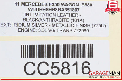 11-13 Mercedes W212 E350 Wagon Rear Left Driver Side Door Shell Assembly OEM