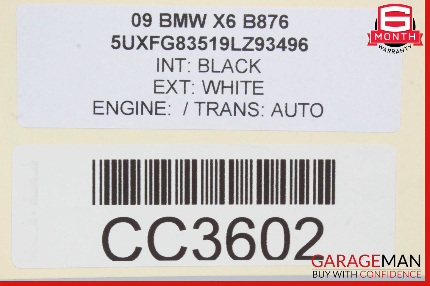 08-14 BMW X6 Rear Left Exterior Door Shell OEM