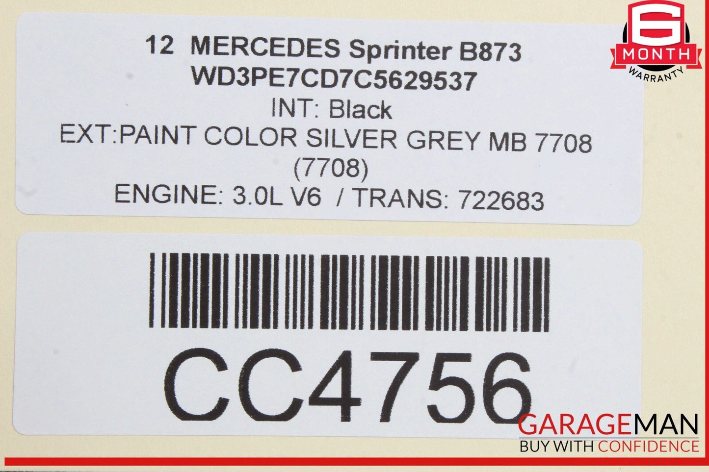10-18 Mercedes W906 Sprinter 2500 3500 Right Left Back Door Low Roof OEM