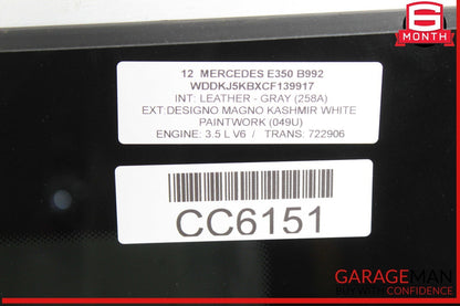 10-16 Mercedes W212 E350 Center Panoramic Pano Sunroof Sun Roof Glass OEM