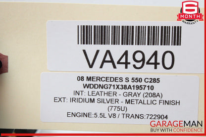 07-09 Mercedes W221 S550 S600 Front Right Side Door Rear View Mirror Silver OEM