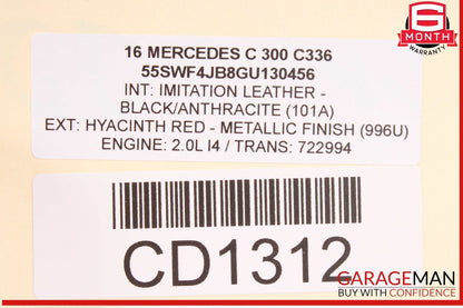 15-21 Mercedes W205 C300 C400 Rear Left Driver Side Interior Door Panel OEM