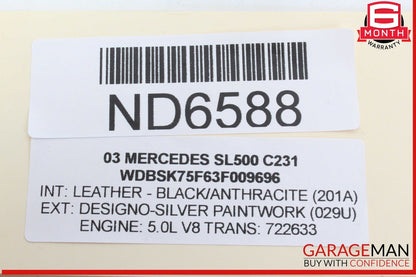 03-08 Mercedes R230 SL500 Rear Left Seat Belt Retractor Luggage w/ Speaker OEM