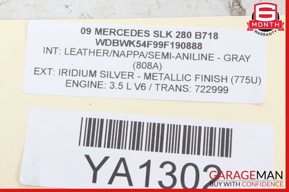 05-11 Mercedes R171 SLK350 Overhead Reading Dome Light Lamp Assy Black