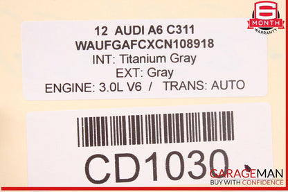 12-18 Audi A6 Rear Bottom Lower Seat Bench Cushion Cover Gray OEM