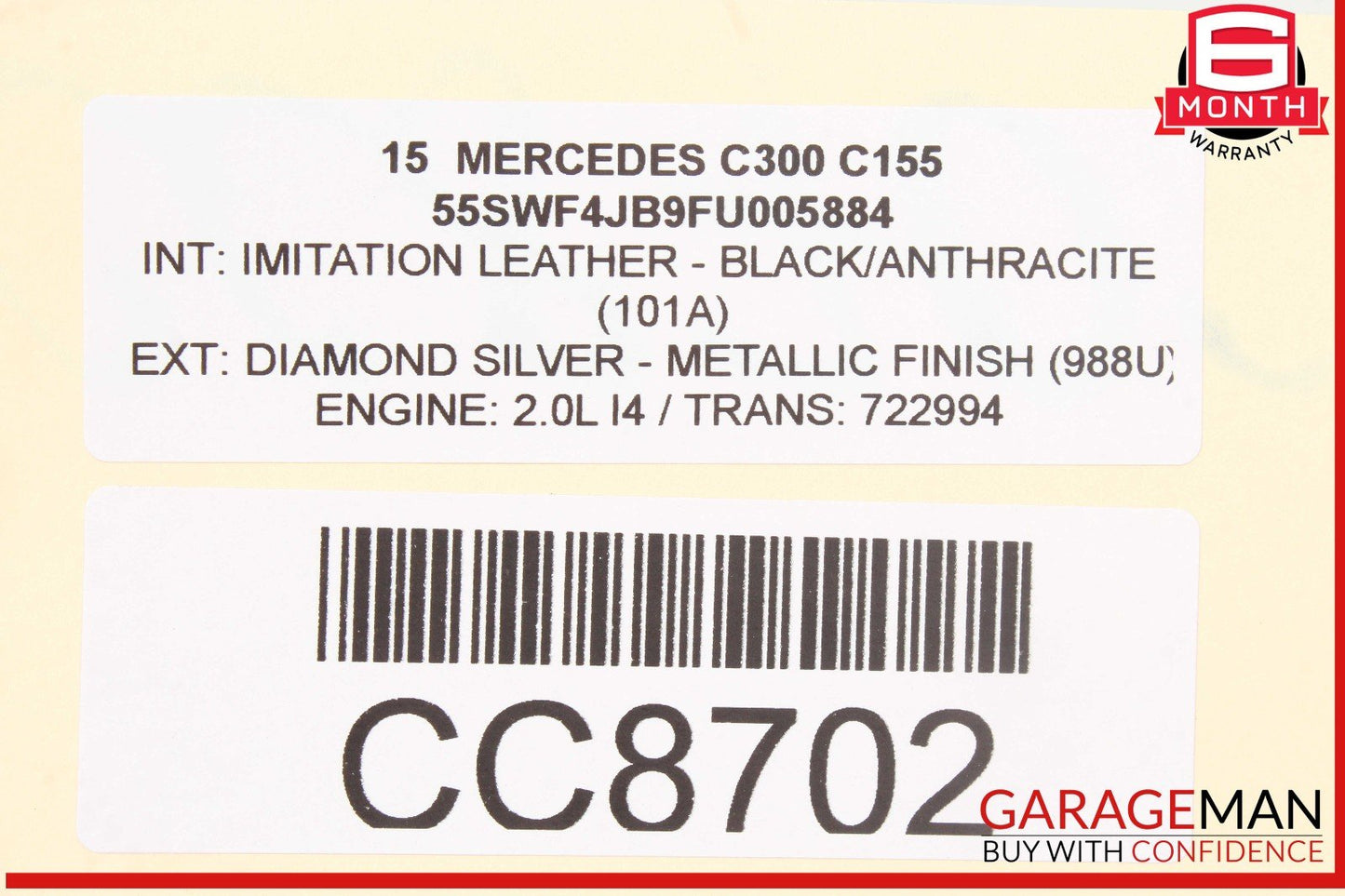 15-18 Mercedes W205 C300 350e C400 Rear Right Side Interior Door Panel OEM