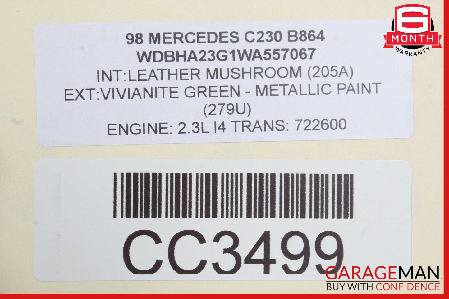 94-00 Mercedes W202 C230 Rear Lower Bottom Seat Cushion OEM