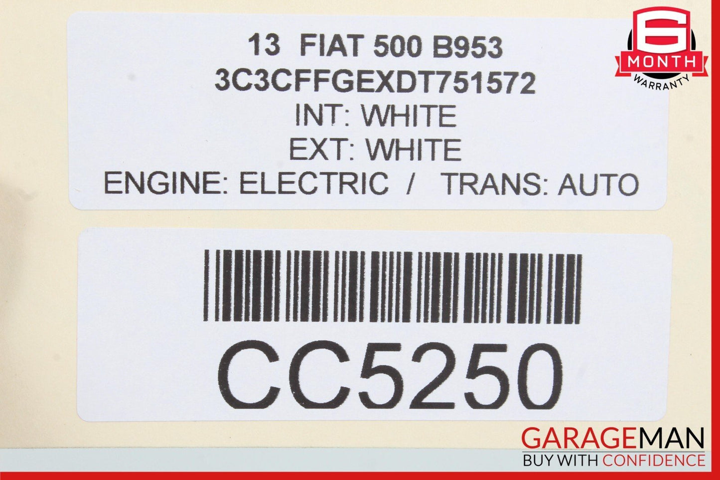 12-17 Fiat 500 Front Left Driver Side Door Shell Panel White OEM