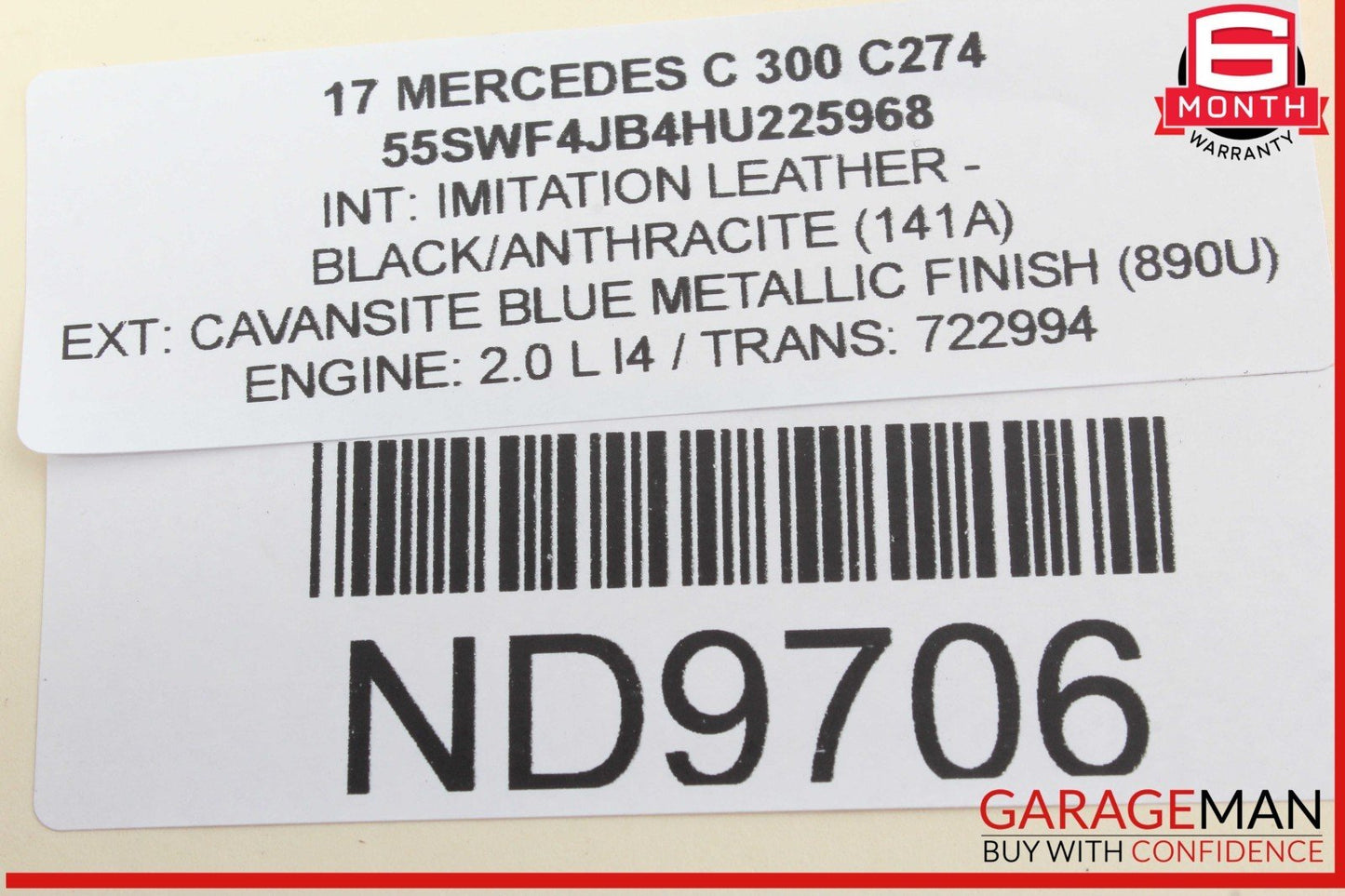 15-20 Mercedes W205 C300 Rear Center Console AC Air Vent Grille Trim Cover OEM
